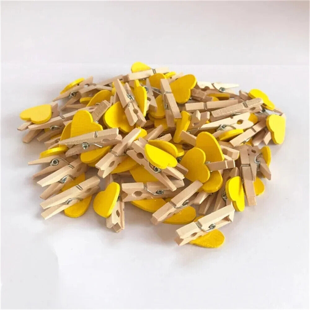 Craft Clothespin 50Pcs Wooden Clips Love Heart Pegs DIY Wedding Venue Decoration