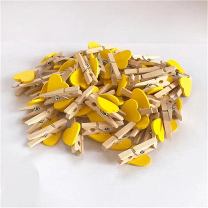 Craft Clothespin 50Pcs Wooden Clips Love Heart Pegs DIY Wedding Venue Decoration