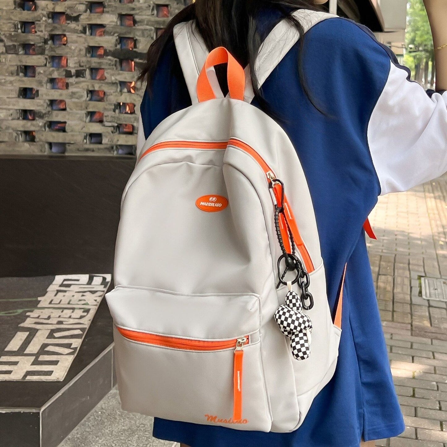 Waterproof Student Backpack Travel School Bag College Book Bags 32*12*43 CM Gray