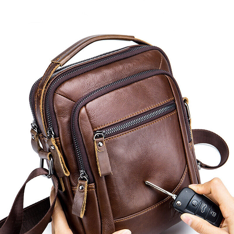 100% Genuine Leather Men's Sling Shoulder Bag Messenger Bag 8" Handbag Crossbody