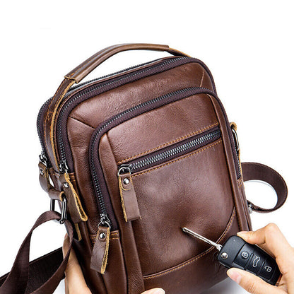 100% Genuine Leather Men's Sling Shoulder Bag Messenger Bag 8" Handbag Crossbody
