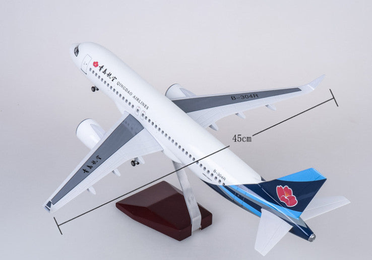 1:80 47CM QINGDAO AIRLINES AIRBUS A320neo Aircraft Landing Gear Resin Model