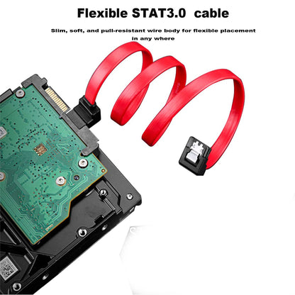 SATA III Cable 6Gbps 90 Degree Right Angle Locking Latch 18 Inches for HDD Lot