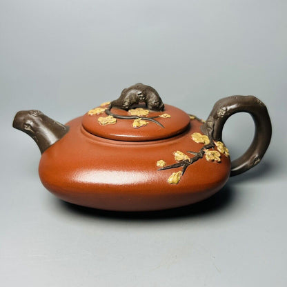 Vintage Chinese Yixing Purple Clay Teapot Zisha Ceramic Plum Blossom Tea Set Art