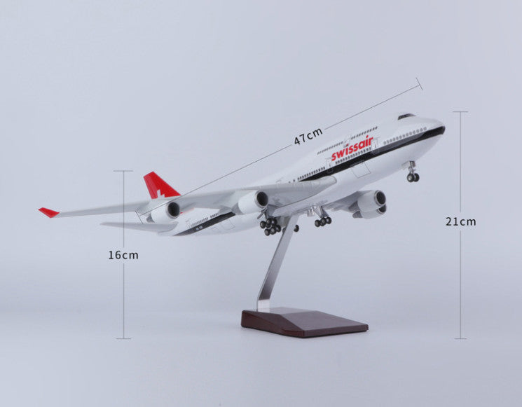 1:150 47CM Swissair BOEING 747-400 Airplane Landing Gear Resin Aircraft Model
