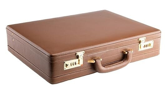 New Leather Travel Briefcase with Combination Lock Office Business Handbag