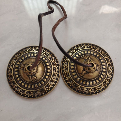 Nepalese Handmade Brass Tingsha Cymbals Tibetan Bell Chime Percussion Instrument