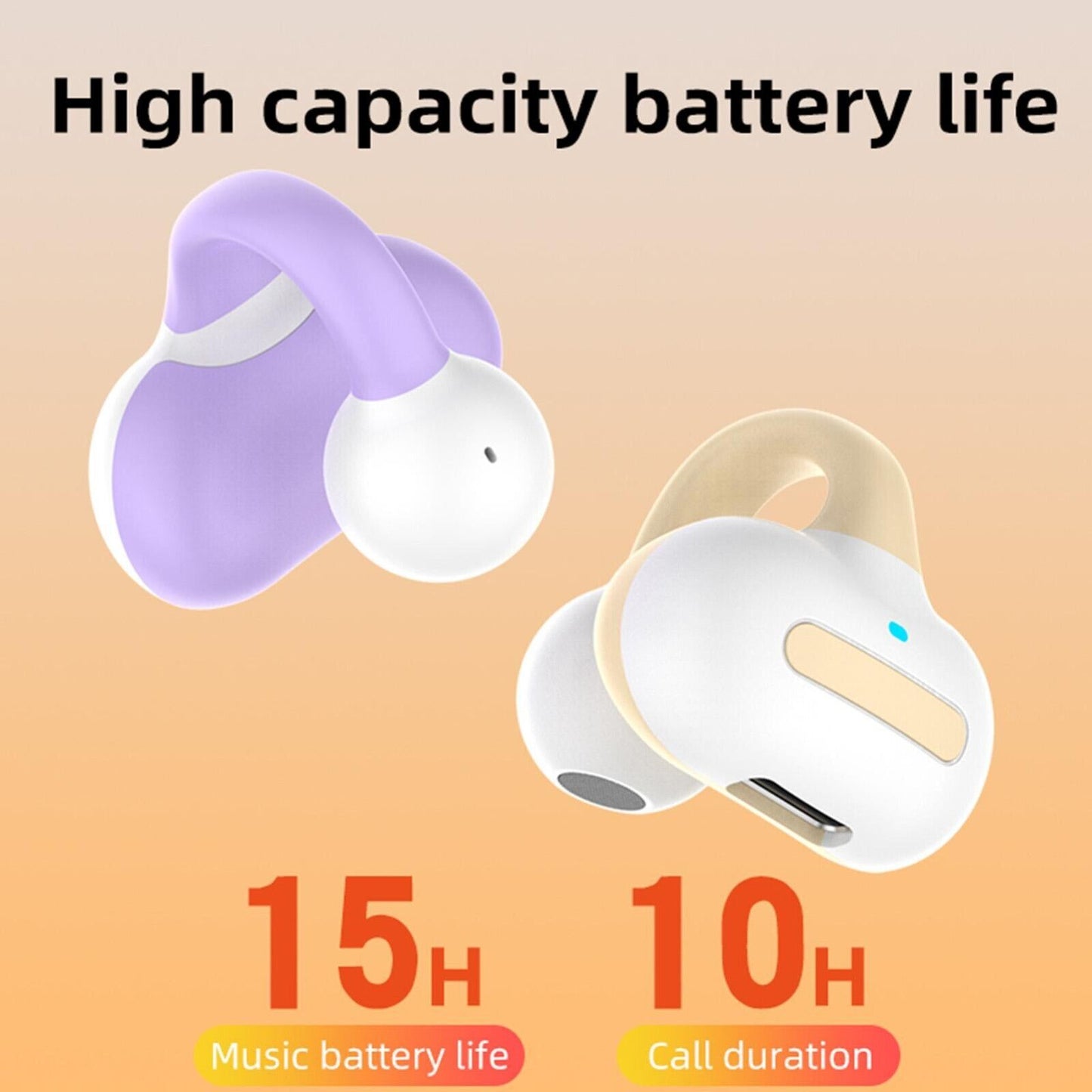 Ear Clip Bone Conduction Headphones Bluetooth 5.3 Wireless Sport Headset Earbuds