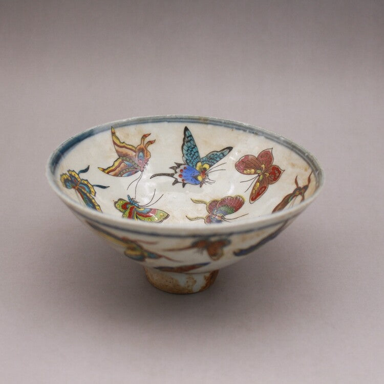 150ml Chinese Porcelain Famille Rose Hand Painted Butterfly Pattern Teacup Bowl