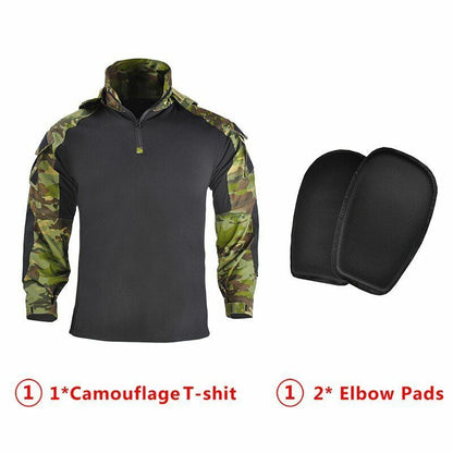 Hooded Shirt/ Pants Pads Tactical Camo Military Shooting Training Sport Hiking L
