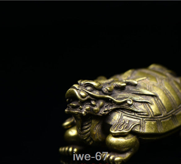 Old China Bronze Carving Dragon Turtle Statue Collection
