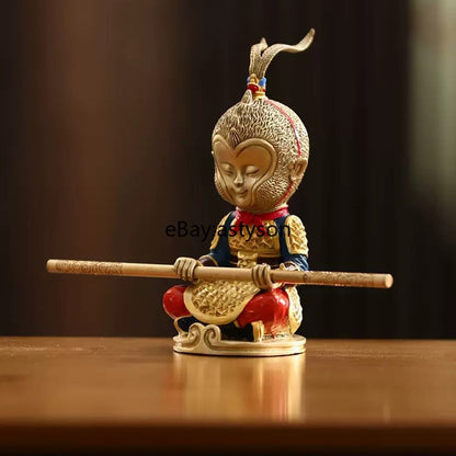 Copper Handmade Color painting Cartoon Edition Sun WuKong Monkey King God Statue