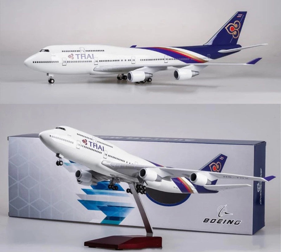 1:150 47CM THAI BOEING 747-400 Plane Aeroplane Landing Gear Resin Aircraft Model