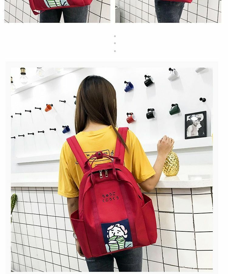 3 Pcs Sets Backpack School Bags Teenage Girls Women Casual Shoulder Zipper Solid