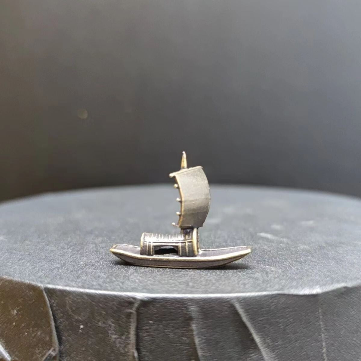 Copper Bonsai Suiseki Micro Landscape Decoration：sailboat