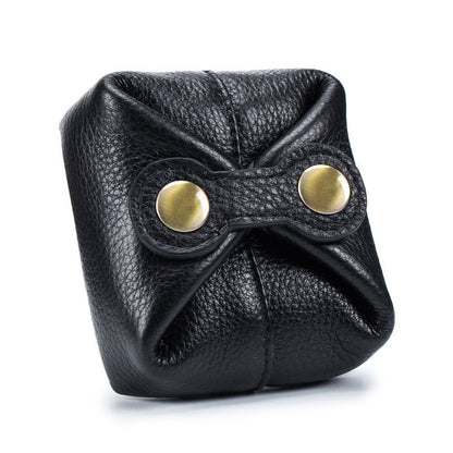 Real Leather Cosmetic Bag Cute Makeup Pouch Travel Small Organizer 8.5*8.5*3 CM