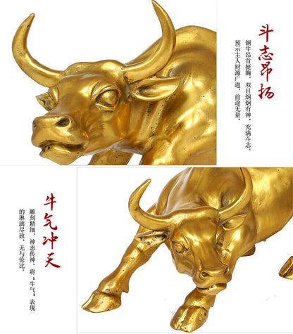 Wall Street Bronze Fierce Bull Big OX Statue-Brass 12cm/4.72 Inches Home Decor