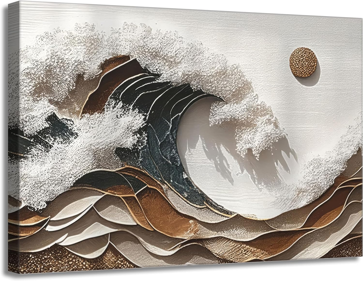 Abstract Ocean Wave Canvas Wall Art Boho Coastal Beach Poster 3D Prints Framed