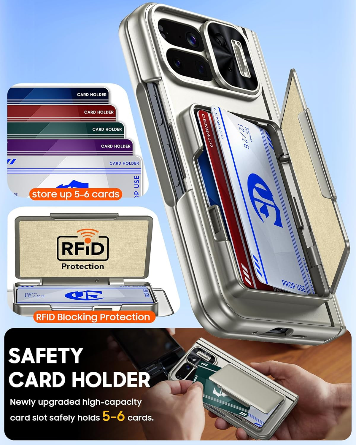 for Google Pixel 10 Pro Fold Case with Card Holder [RFID Blocking] Camera Cover,