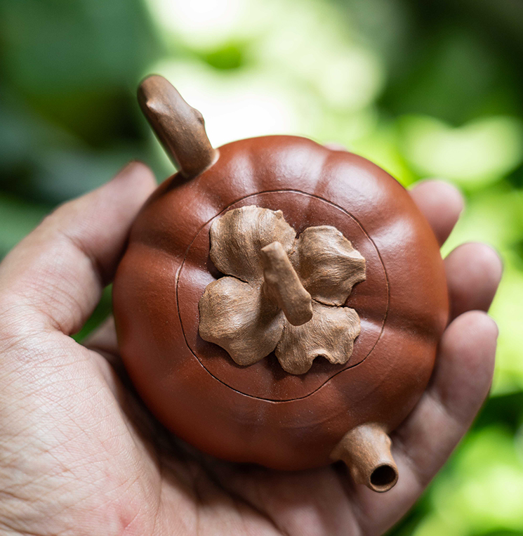 Persimmon Shape Tea Pot True Yixing Zisha Jiangpo Clay Pot Marked Handmade Pot