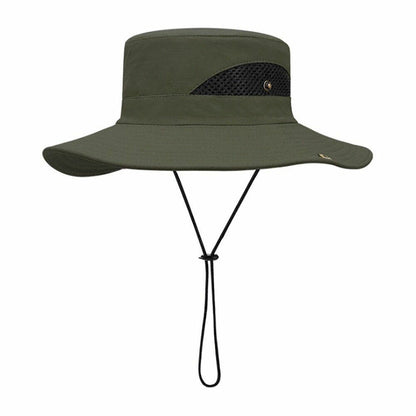 Outdoor Hat Fishing Hiking Cap Wide Brim Anti-UV Beach Sunshade Bucket Hat Blue