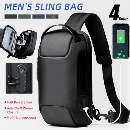 Men's Chest Sling Bag Crossbody School Bookbag Travel Shoulder Backpack USB Port