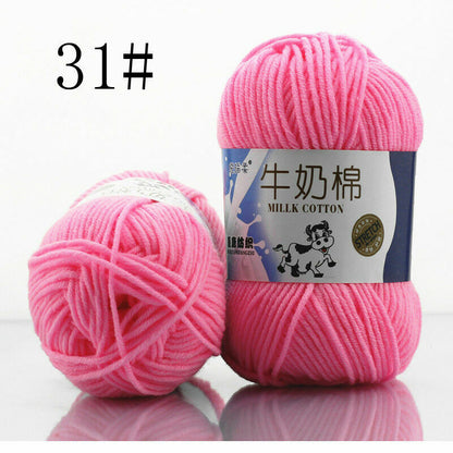 Hot Sale 50g Hand-woven Chunky Yarn Soft Milk Cotton Knitting Baby wool yarn