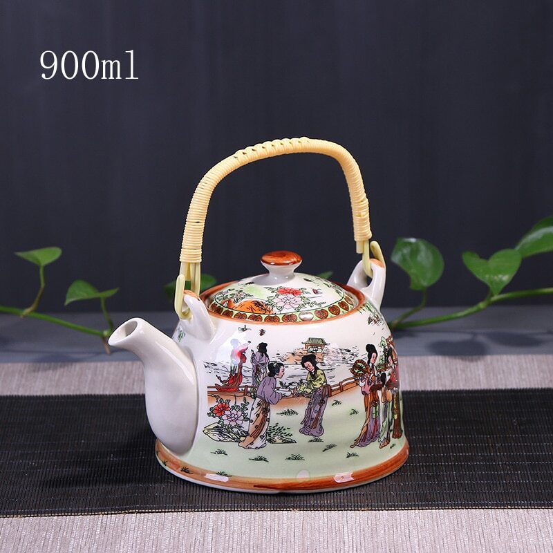 900ml China Porcelain Teapot With Strainer Net High Capacity Tea Pot For Hotel