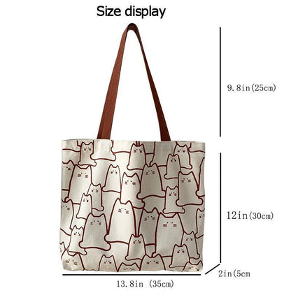 Canvas Bags Handbag Shopper Cute Tote Bag Zipper Small Shoulder Bag 35*30*5 CM
