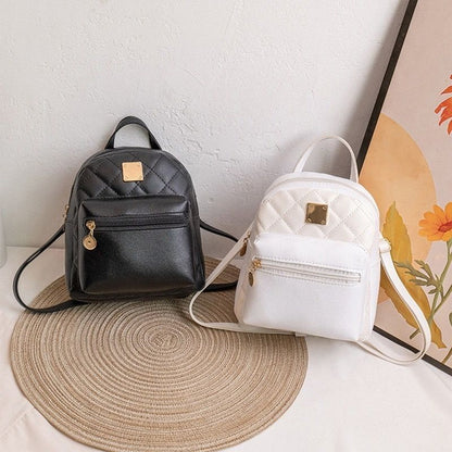 Backpacks Synthetic Leather Bag Small White Rucksack Fashion Backpack 18*11*20CM