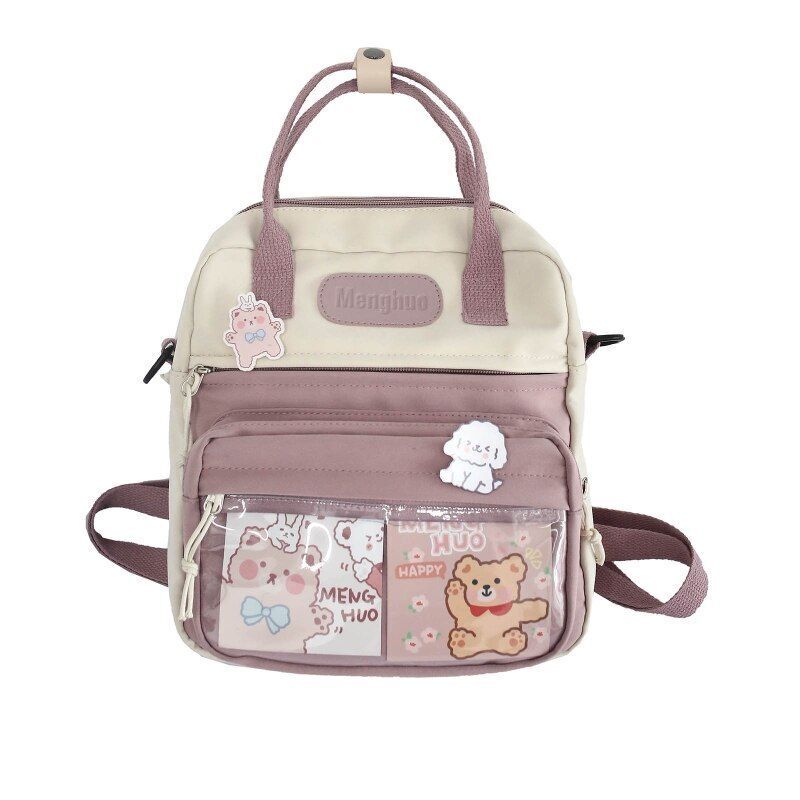 Small Backpack Nylon Bags Lightweight Zipper Bookbag Travel Rucksack 24*9*26 CM