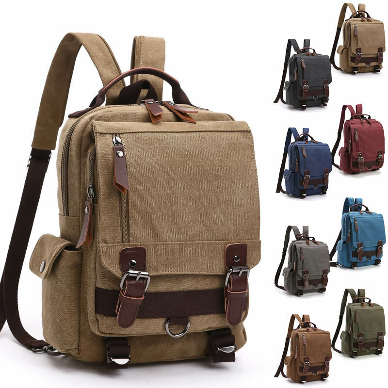 Unisex Canvas Convertible Small Backpack Rucksack Chest Pack Sling Bag Traavel