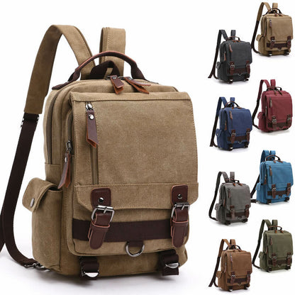 Unisex Canvas Convertible Small Backpack Rucksack Chest Pack Sling Bag Traavel