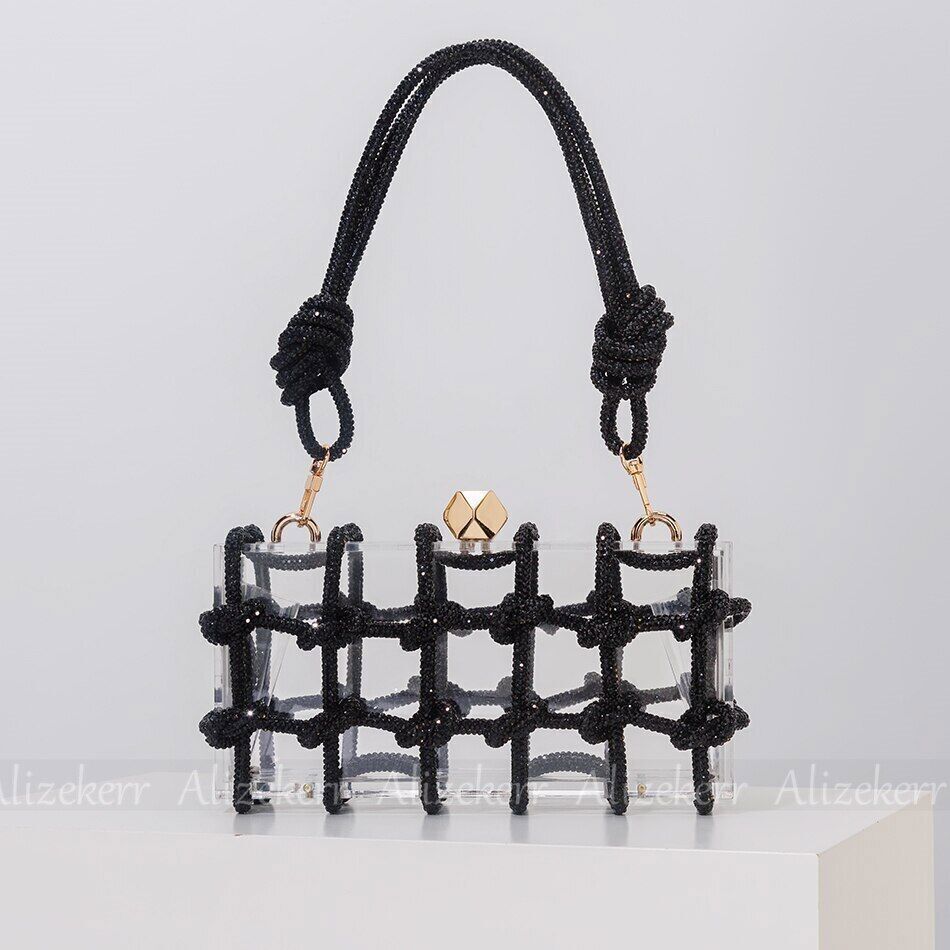Clutch Bags Women Woven Rope Rhinestone Purses And Handbags Wedding Party