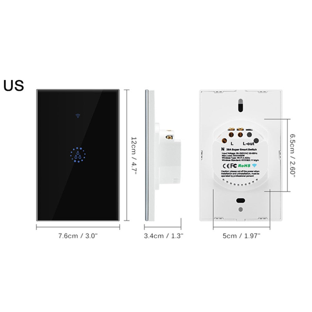 20A US Wifi Smart Switch Water Heater Switches Voice Remote Control Touch Panel