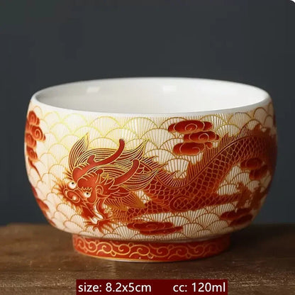 120ml Enamelled Pattern Handmade Porcelain Teacup Ceramic Tea Bowl Master Cup