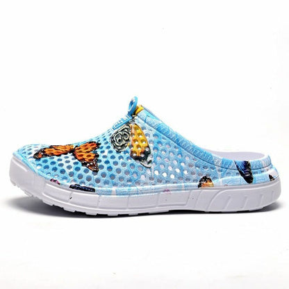 Summer Sandals Mesh Shoes Breathable Beach Slippers Water Hollow Wading Rubber