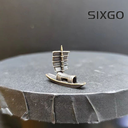 Copper Bonsai Suiseki Micro Landscape Decoration：sailboat