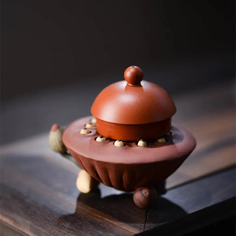 Purple Clay Tea Pet Sculpture Ornaments Desktop Figurine Chinese Zisha Tea Set
