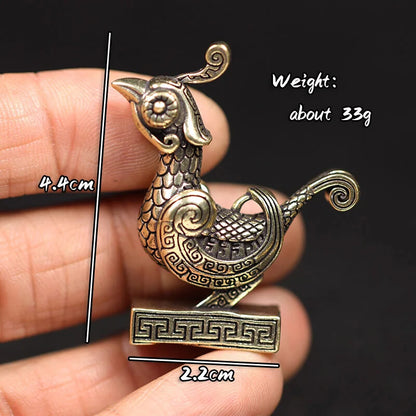 Small Sparrow Statue Metal Brass Tea Pet Table Ornament Accessories Vintage