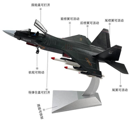 1:48 35CM China J-31 Stealth Fighter Airplane Diecast Military Aircraft Model