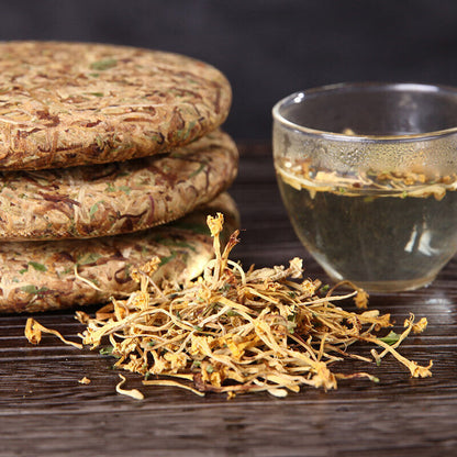 200g Squeezing Process Scented Tea Chinese Tea High Quality Honeysuckle Tea Cake