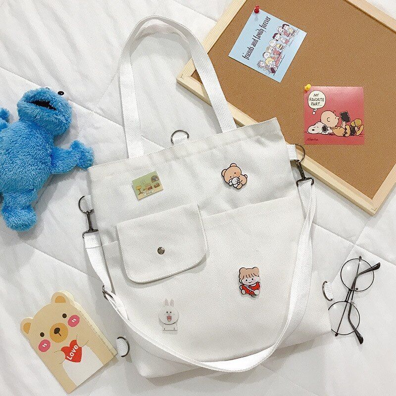 Canvas Shoulder Bag Cotton Tote Shopper Bag Pure Shopping Bag Handbag Versatile