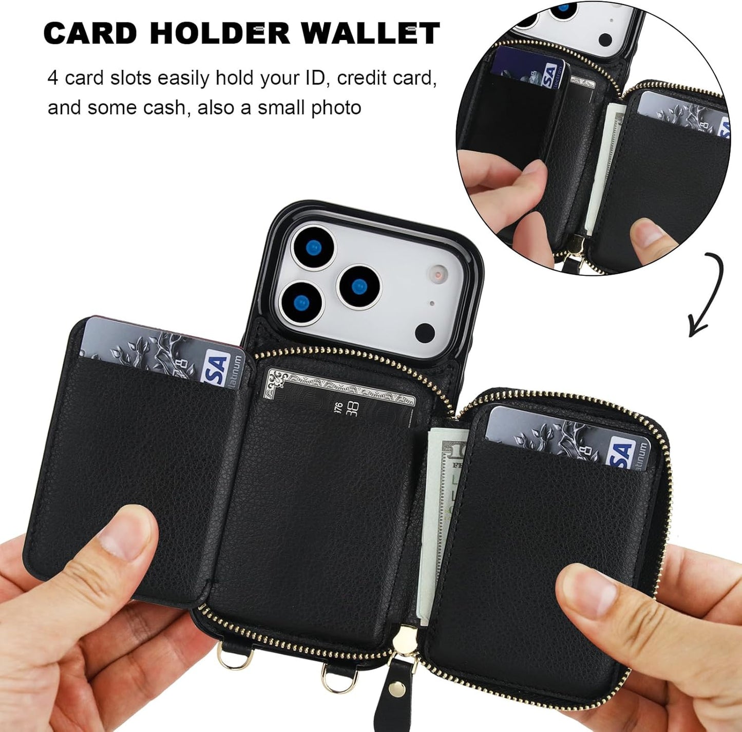 for Magsafe Crossbody Wallet Case Compatible with Iphone 17 Pro, RFID Blocking P