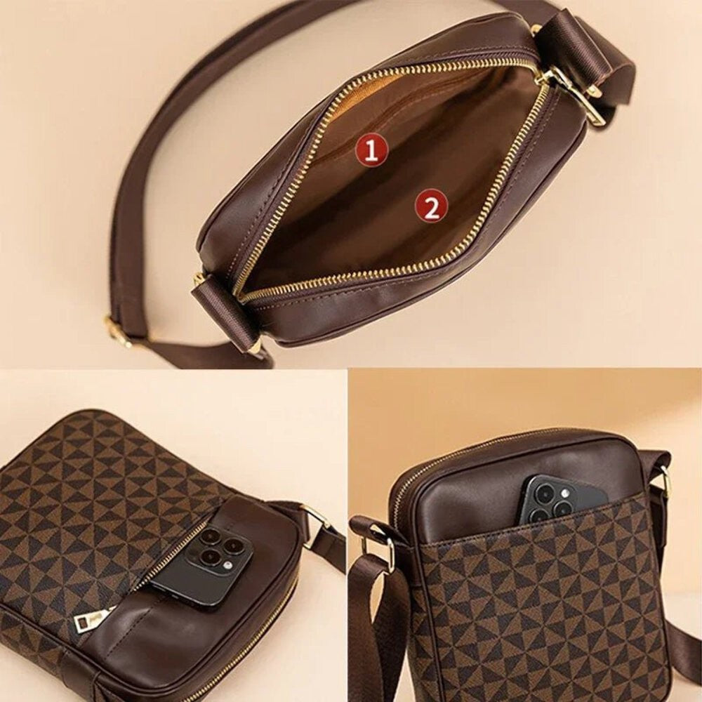 Men's Crossbody Bag Shoulder Satchel PU Leather