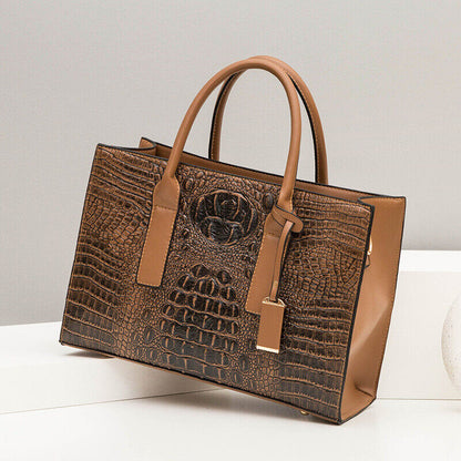 3x Women's Bag Trend Crocodile Tote Handbag Large Shoulder Crossbody Wallet Bag
