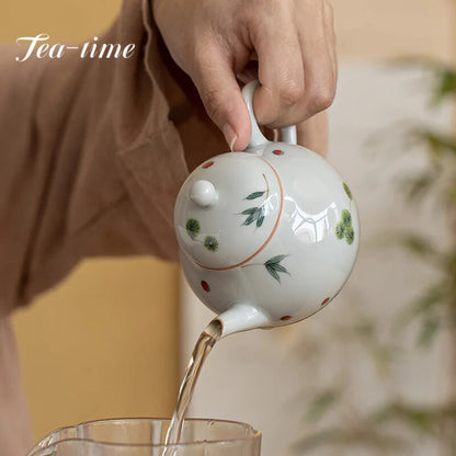 130ml Ancient Ceramic Teapot Hand-painted Little Pear Pot with Ball Hole Filter