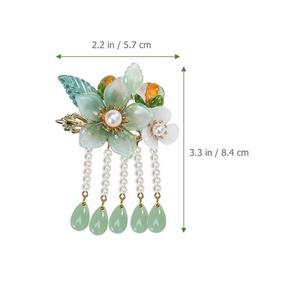 Wedding Decor 1 Pair Chinese Hair Clips Tassel Hair Barrettes Jade Ponytail