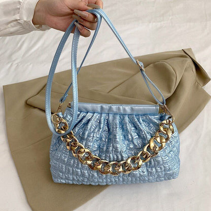 Luxury Acrylic Thick Chain Handbag Purse Shoulder Bag Clip Shell Evening Clutche