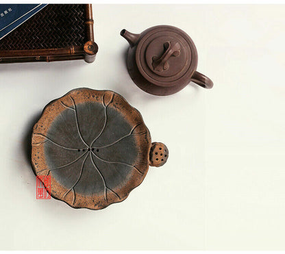 Pottery Holder For Tea Pot Reservoir Plate Antique Style Crude Pottery Round New